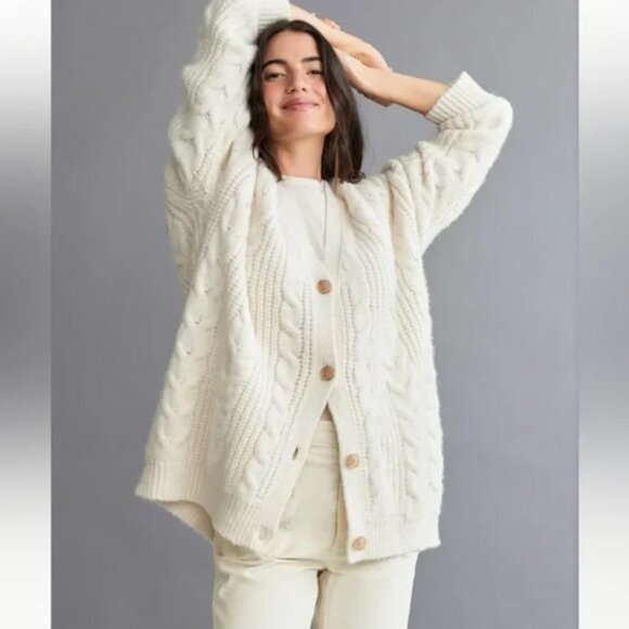 NWT Jenni Kayne Cable Cocoon Cardigan in Ivory Size XS - Picture 2 of 12